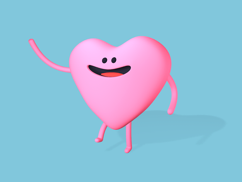 Here comes Mr. Heart happy cinema 4d c4d cycle walk heart 3d waving