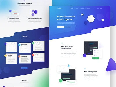 🔷 TinyMind — landing page blue clean gradient homepage landing page layout minimal purple tonik ui ux web website