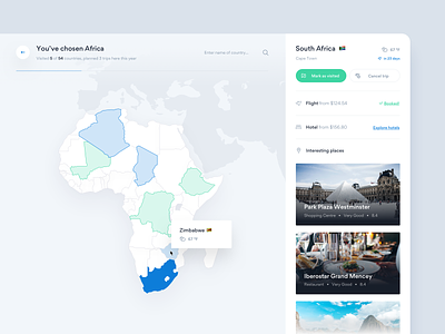 Travel Planner — preview 🌎 africa app book country dashboard design flight hotel map planner product tonik travel trip ui weather