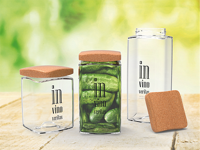 In Vino Veritas glass containers logo design packaging design pickles product design