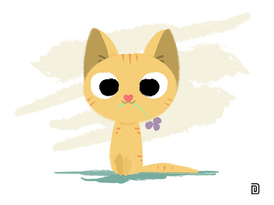 Meeooowww!!! cat crayonart cute flower kitten