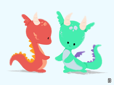 Dragon Tales crayonart cute dragons fly wings