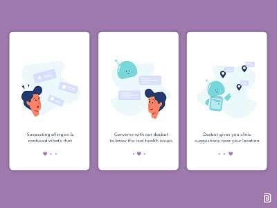 UI #08 Mobile App Onboarding 28days ai app artificialintelligence clinic cute docbot doctoradvice help illustration mobileapp ui uichallenge