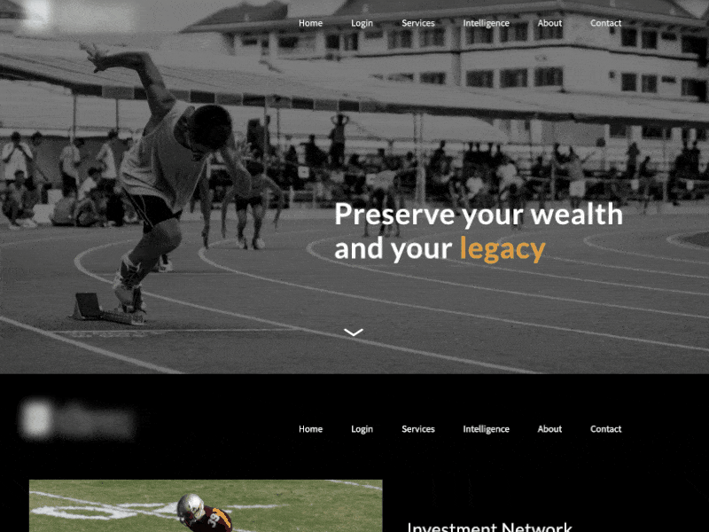 Service Landing Page athletes investment network landing page services sportsmen wealth investment webpage