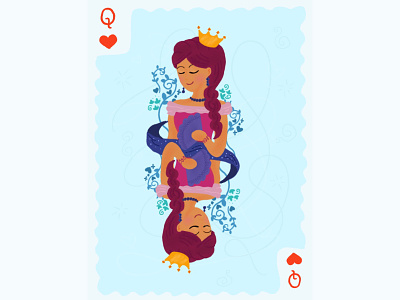 Queen of Hearts card crown cute elegant game card girl hearts illustration princess queen queen of hearts