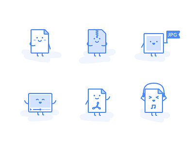 Icons for different file types app audio document file icon illustration image outline pdf ui video