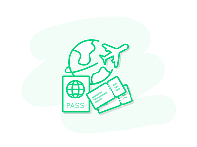 Travel documents document file icon outline passport plane ticket travel