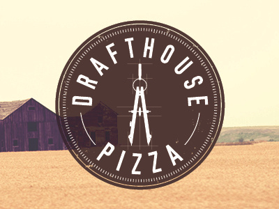 Drafthouse Pizza drafting grunge logo pizza vintage