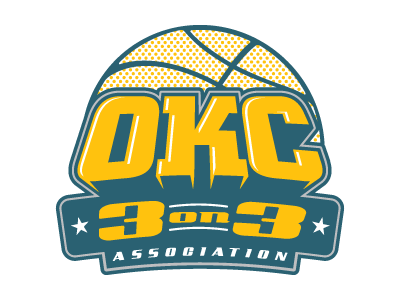 OKC 3on3 basketball branding logo sports star teal yellow