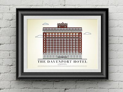 The Davenport Hotel architecture buildings graphic design hotel illustration poster spokane