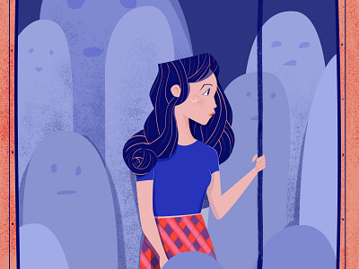 Illustration | Girl commuting commute ghost girl illustration