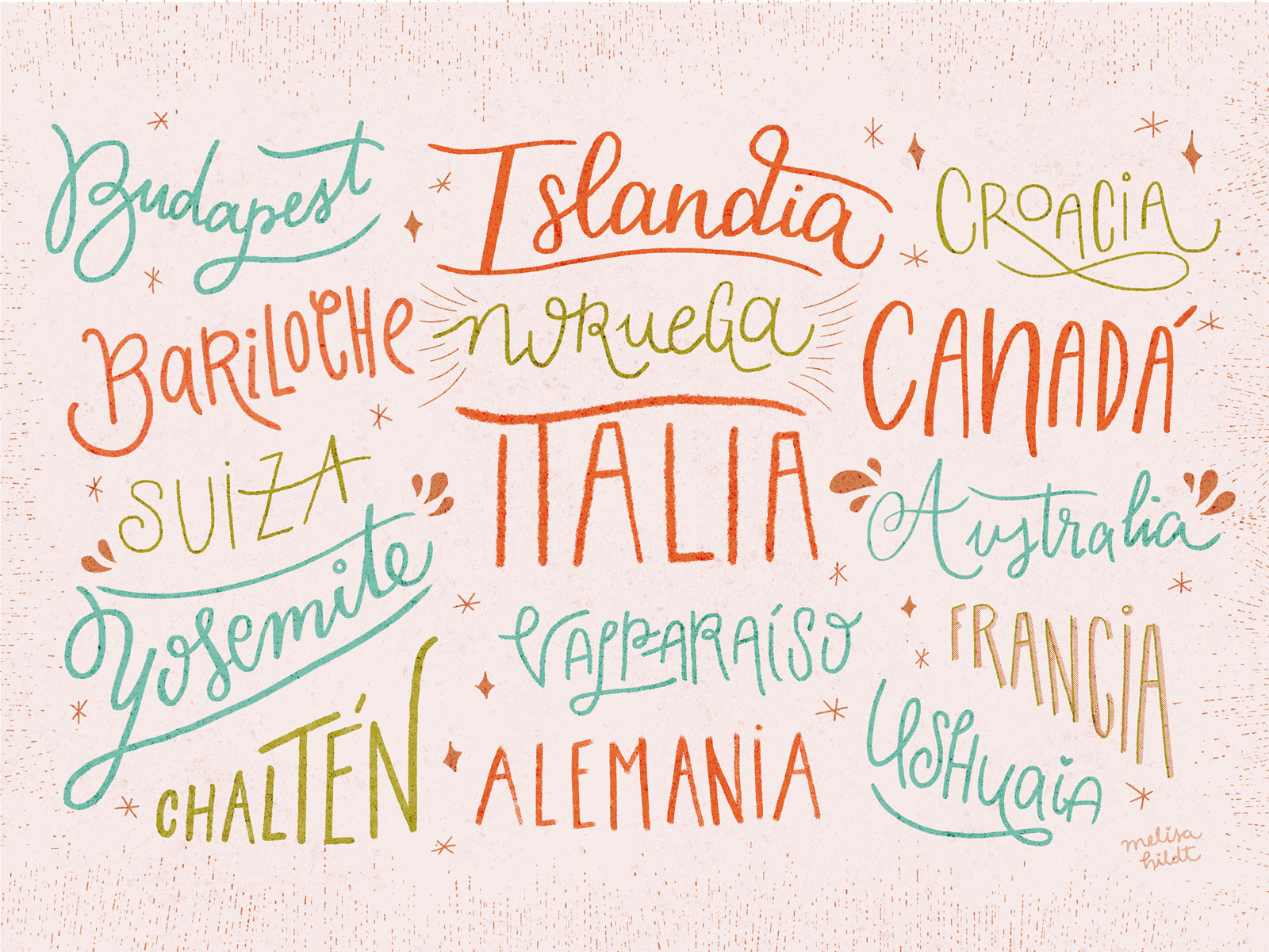 Travel bucket list :3 illustration lettering pink