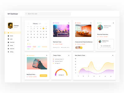 Personal Calendar Dashboard. business calendar curve dashboard scheduling