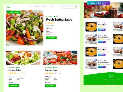 Recipe Website Home Page creative creative design designer dribbble figma portfolio project recipes ui ui design ui designer web web design webdesign website website design