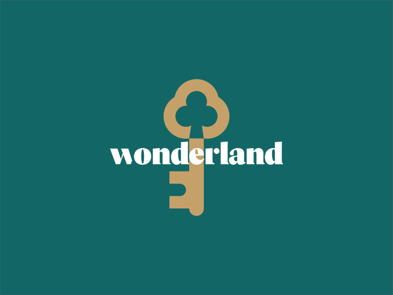 Wonderland Desserts & Cocktail Bar Logo bar brand identity branding dessert food green logo typography