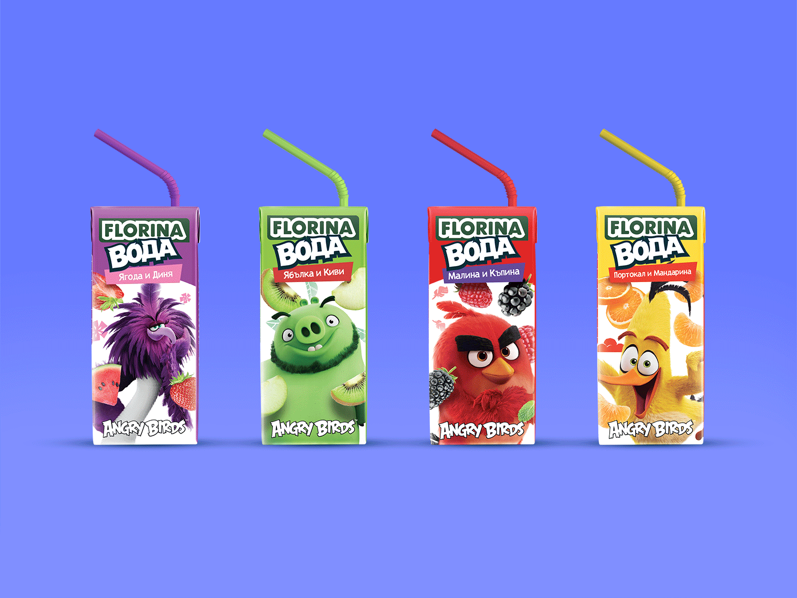 Angry Birds x Florina Voda beverages branding packaging