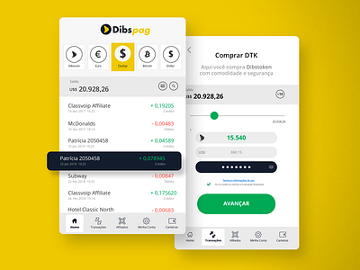 Dibspag Aplicativo aplicativo coin criptocoin finance app layout ui ux