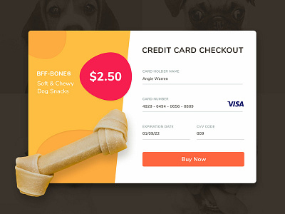 UI Challenge 002 Credit Card Checkout credit card credit card checkout dog dog food dog treats ecommence uidesign