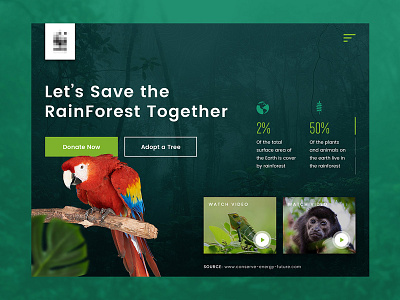 UI Challenge 003 Landing Page animals conservation landing page landing page concept nature rainforest ui web