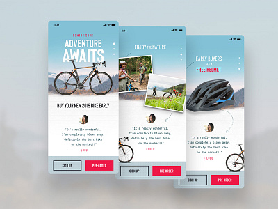 UI Challenge 023 Onboarding bicycle bicycle app ecommerce onboarding ui ui ux design ui challange