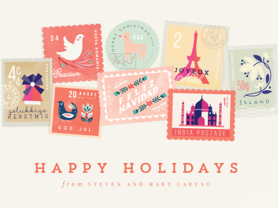 Holiday Stamps cards holidays illustration lori wemple stationery