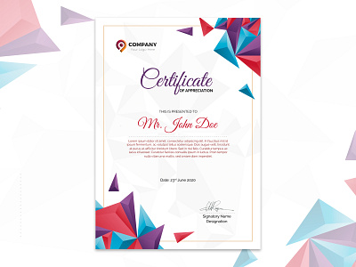 Creative Certificate Design certificate certificate design design icon logo portfolio template typography ui