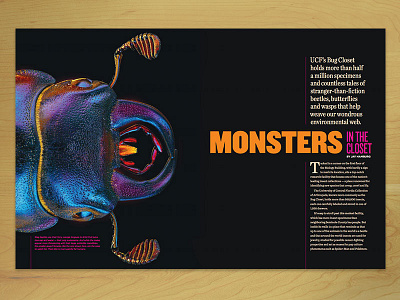Monsters Spread editorial design pegasus magazine ucf
