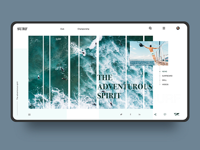 web blue clean design interface sea surf travel ui web website