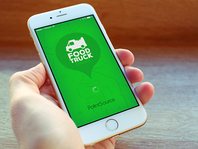 Food Truck Finder app brand food truck geotag green ios loading logo logomark map pointsource splash