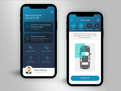 Auto Insurance App app auto insurance dashboard hybrid insurance ios iphonex