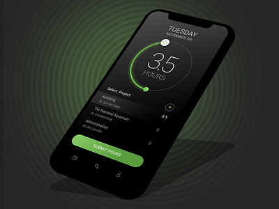 Time Management Tool App Concept app ios iphone x mobile time management. pointsource time tracker