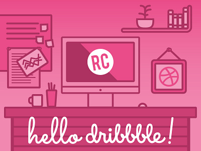 Hello dribbble! debut first shot hello illustration welcome