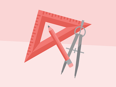 Icon: Drafting & Design Tools compass design digital illustration drafting drawing illustration pencil red tools triangle