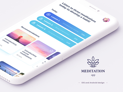 Meditation Mobile App app clean colorfull figma graphic design illustration mobile mobileapp modern photoshop uiux ux