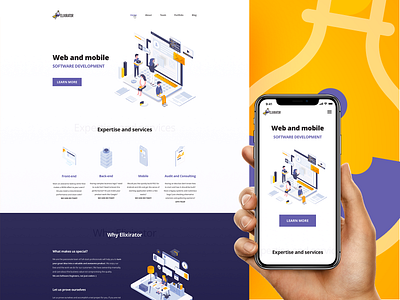 Elixirator landing page clean design designinspiration illustration inspiraldesign inspiration ui ux designer vector web design