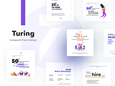 Stylish and Clean social media designs for Turing branding clean design designinspiration illustration inspiraldesign inspiration instagram instagram post instagram template ui vector