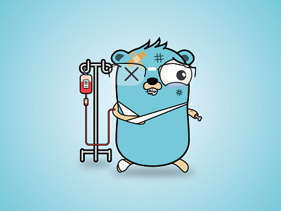 Golang - Injured branding design golang gopher illustration illustrator injured vector