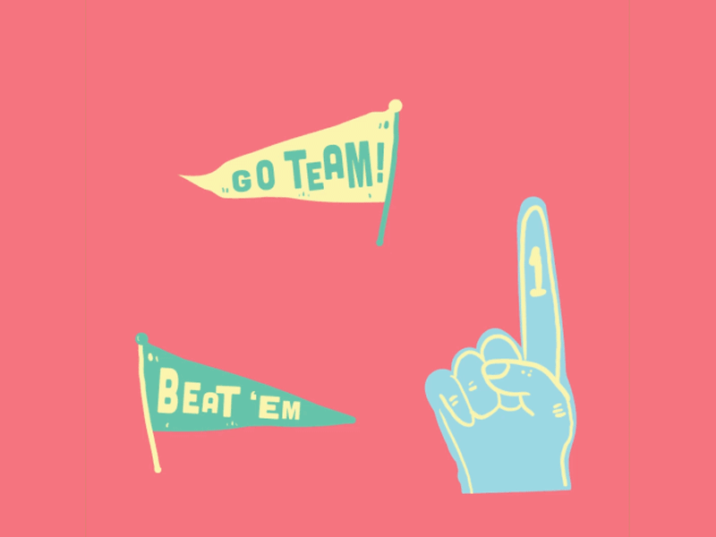 Go Team! animated gif animation flags foam finger gif illustration motion number one one sports team