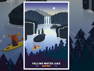 Falling Water Lake animation backgrounds character design illustration national parks nature posters series