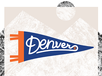 Greetings from Denver! abstract banner colorado denver flag illustration landscape pennant script texture type typography