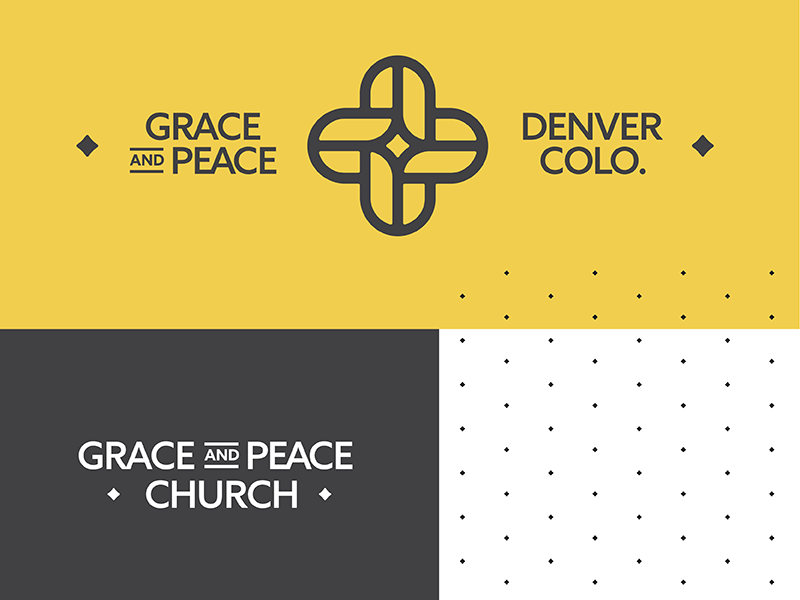 Grace Peace Identity logo design system yellow denver peace grace church woven cross identity pattern logo