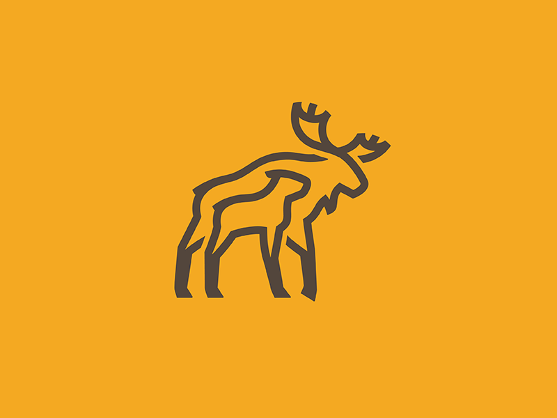 Moose and baby logo line baby pair symbol brand identity mark logo animal parent child moose