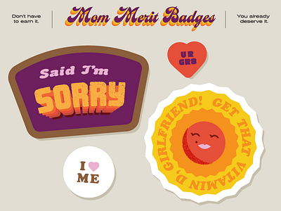 Mom Merit Badges badges design illustration sticker sheet stickers