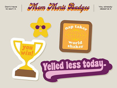 More Mom Merit Badges design illustration sticker sticker sheet