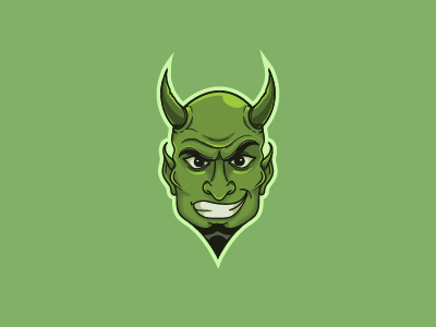 Green Devil Illustration awesome cartoon devil diablo green hand drawn hand made illustration logo