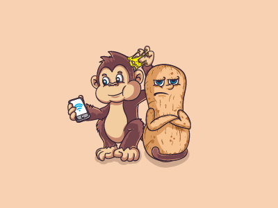 Monkey   Peanut Illustration