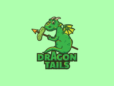Dragon Tails Logo animal awesome cartoon cute dragon drawn hand illustration logo made pickle