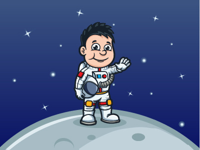 Astronaut Boy Illustration astronaut boy cartoon character illustration moon space stars