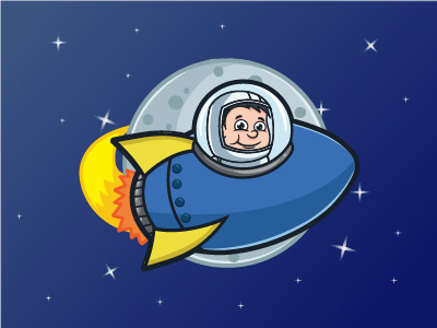 Astronaut Boy Illustration II Part astronaut boy cartoon character illustration moon space stars