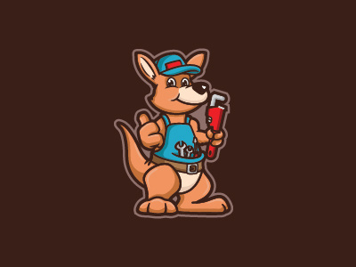 Kangaroo Plumber Illustration animal cartoon design illustration kangaroo line art mascot plumber